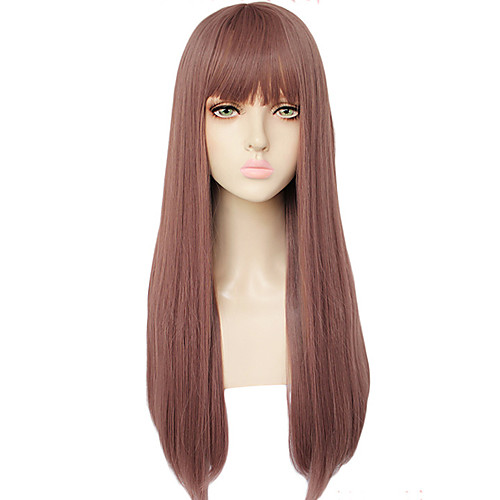 

GAGA LADY Cosplay Wigs Women's Straight bangs 26 inch Heat Resistant Fiber kinky Straight Brown Adults' Anime Wig