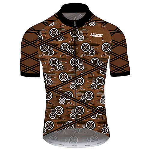 

21Grams Men's Short Sleeve Cycling Jersey Summer Spandex Polyester BrownGray Geometic Bike Jersey Top Mountain Bike MTB Road Bike Cycling UV Resistant Quick Dry Breathable Sports Clothing Apparel