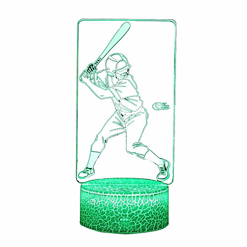 

Baseball Night Light3D Lamp 16 Colors Change with Smart Touch Control Kids Night Light Optical Illusion Lamps for Boys Girls Baseball Sport Gift Ideas for Baseball Fan