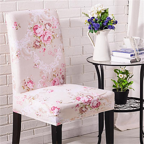 

Pink Flower Print Super Soft Chair Cover Stretch Removable Washable Dining Room Chair Protector Slipcovers Home Decor Dining Room Seat Cover