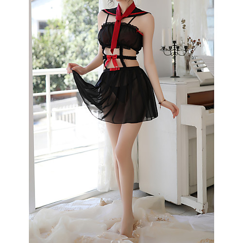 

Women's Backless Cut Out Mesh Sexy Suits Nightwear Jacquard Solid Colored White / Black One-Size / Lace / Lace