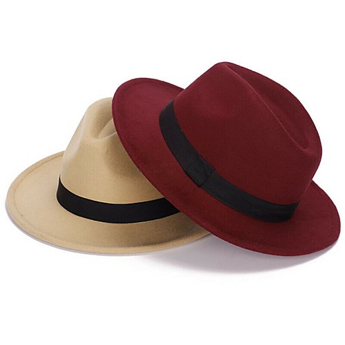

Women's Basic Wool Blends Floppy Hat-Solid Colored Fall Winter Wine Red Camel