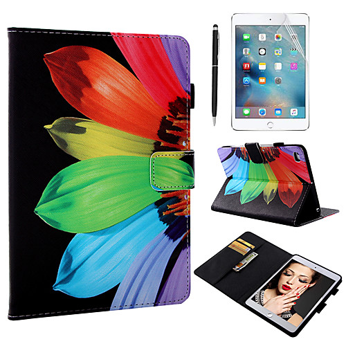 

Case & 1pcs Stylus pen & 1pcs Screen Protect For Apple iPad Mini 12345 with Stand / Flip / Ultra-thin Back Cover Flower PU Leather