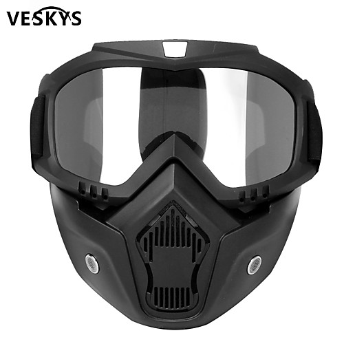 

veskys Modular Mask Detachable Goggles And Mouth Filter Perfect for Open Face Motorcycle Half Helmet or Vintage Helmets