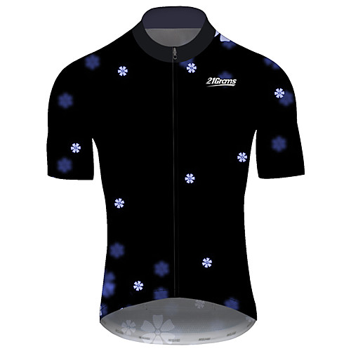 

21Grams Men's Short Sleeve Cycling Jersey Summer BlackWhite Solid Color Floral Botanical Bike Jersey Top Mountain Bike MTB Road Bike Cycling UV Resistant Quick Dry Breathable Sports Clothing Apparel