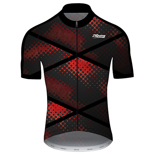 

21Grams Men's Short Sleeve Cycling Jersey Summer Spandex Polyester Black / Red Polka Dot Gradient Geometic Bike Jersey Top Mountain Bike MTB Road Bike Cycling UV Resistant Quick Dry Breathable Sports