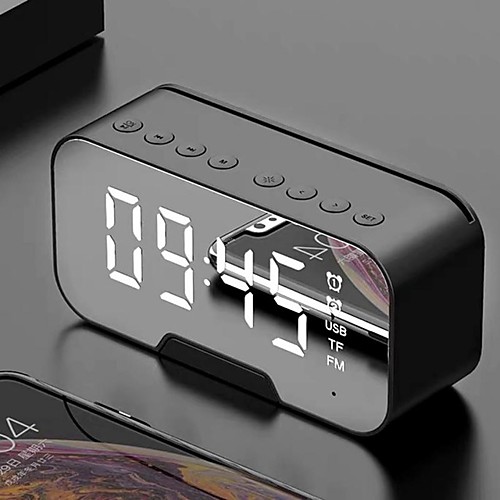 

Portable Bluetooth Speaker Super Bass Wireless Stereo Speakers Support TF AUX Mirror Alarm Clock For Phone Computer
