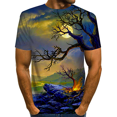 

Men's T shirt Shirt Color Block Abstract 3D Plus Size Print Short Sleeve Daily Tops Streetwear Exaggerated Round Neck Rainbow