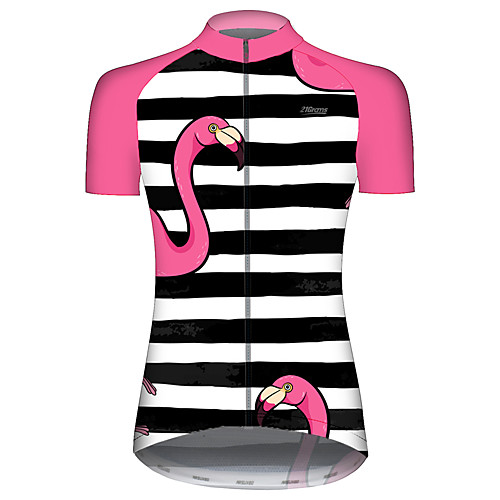 

21Grams Women's Short Sleeve Cycling Jersey Summer Black / Red Stripes Flamingo Animal Bike Jersey Top Mountain Bike MTB Road Bike Cycling UV Resistant Quick Dry Breathable Sports Clothing Apparel