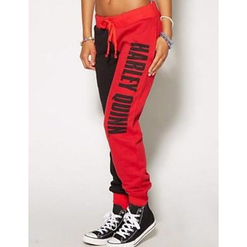 

Women's Sporty Loose Sweatpants Pants - Print Blue Red Gray XS / S / M