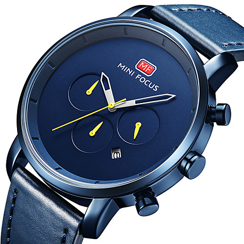 

Men's Dress Watch Quartz Formal Style Modern Style Genuine Leather Black / Blue / Brown 30 m Water Resistant / Waterproof Chronograph Casual Watch Analog Classic Fashion - Blue Brown Black