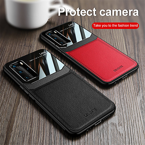 

Phone Case For Huawei Back Cover Leather HUAWEI P40 HUAWEI P40 Pro Huawei Nova 6SE Embossed Solid Color PU Leather TPU