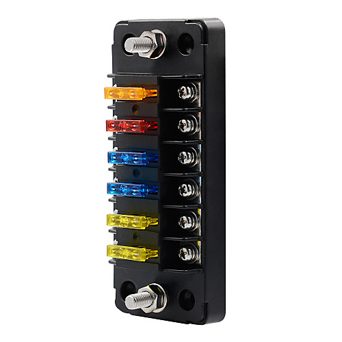 

32V FB1903 Six-way one-in-one-out car fuse box regardless of positive and negative (with 12 fuse pieces) / flame retardant / high and low temperature resistant / double delivery fuse