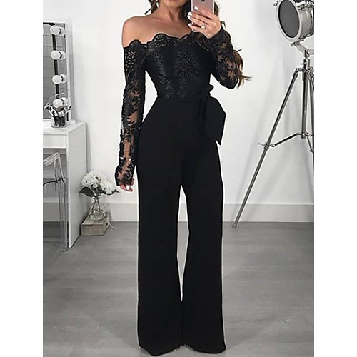 

Women's Black Blue Jumpsuit Solid Colored