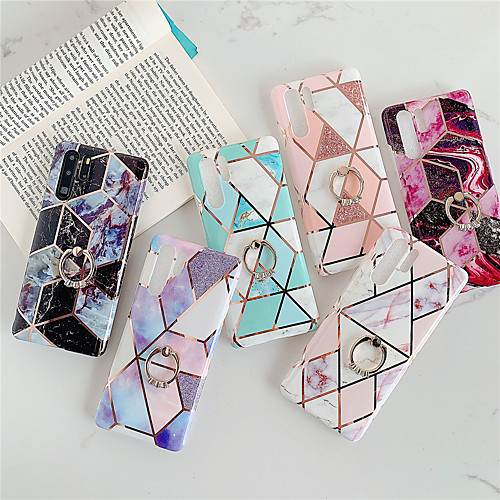 

Case for Huawei scene graph Huawei P30 P30 Pro P30 Lite Geometric stitching marble pattern bright surface TPU material IMD process plating ring bracket all-inclusive mobile phone case HJ
