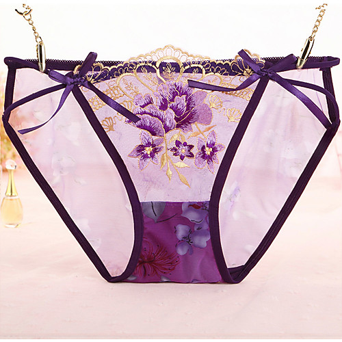 

Women's Normal Flower / Cut Out / Lace Brief Micro-elastic Low Waist 1 PC Purple One-Size / Bow / Bow
