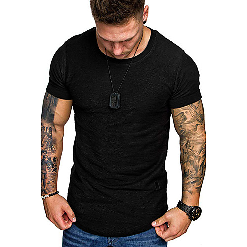 

Men's T shirt Shirt Solid Colored Short Sleeve Daily Tops Cotton Round Neck White Black Khaki