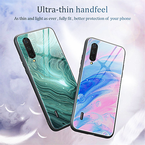 

Luxury Marble Glass Phone Case For Xiaomi Mi 10 Pro Mi CC9 Pro Mi 9T Mi 9 SE Mi CC9e Mi Note 10 Gradient Tempered Glass Shockproof Back Cover TPU Silicone Edge Protection