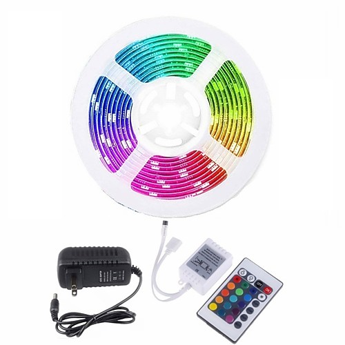 

5M 16.4ft LED Light Strips RGB Tiktok Lights 5050 150leds Tape Light Waterproof Color Changing Flexible Rope Strips Lights Kit DC 12V Powered with 24 Key IR Remote for Home Bedroom Lighting Decoration