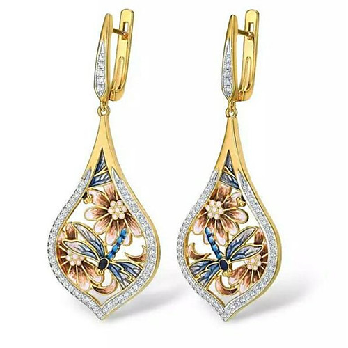 

Women's Drop Earrings Dangle Earrings Geometrical Fashion Stylish Gold Plated Imitation Diamond Earrings Jewelry Gold For Anniversary 1 Pair