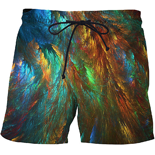 

Men's Sporty Exaggerated Sweatpants Shorts Pants Geometric Pattern Optical Illusion 3D Short Print Rainbow