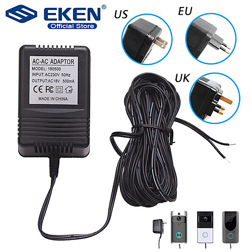 

US UK EU Plug 18V AC Transformer Charger for Wifi Wireless Doorbell Camera Power Adapter IP Video Intercom Ring 110V-240V