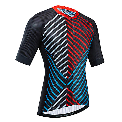 

21Grams Women's Short Sleeve Cycling Jersey Summer RedBlue Stripes Patchwork Bike Jersey Top Mountain Bike MTB Road Bike Cycling UV Resistant Quick Dry Breathable Sports Clothing Apparel / Stretchy