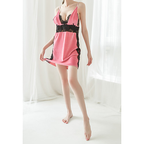 

Women's Backless Cut Out Mesh Sexy Suits Nightwear Jacquard Solid Colored Blushing Pink / White / Black One-Size / Lace / Lace