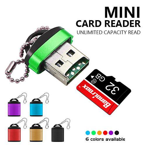

Mini USB 2.0 Card Reader With Plastic Lid Key Ring High Speed Micro SD TF Memory Card For PC Laptop Phone Camera