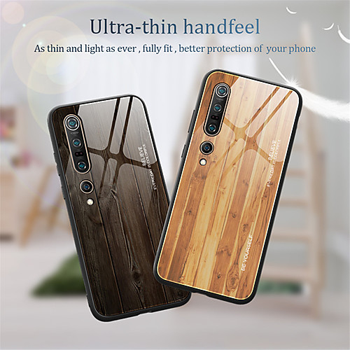 

Luxury Wood Grain Phone Case For Xiaomi 10 Pro Mi 9T Pro Mi CC9 Pro Mi 9 SE Mi Note 10 Mi CC9e Soft TPU Edge Slim Tempered Glass Cover Case