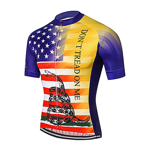 

21Grams Men's Short Sleeve Cycling Jersey Summer Spandex Polyester RedBlue American / USA Snake USA Bike Jersey Top Mountain Bike MTB Road Bike Cycling UV Resistant Quick Dry Breathable Sports