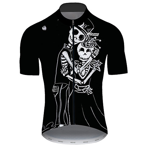 

21Grams Men's Short Sleeve Cycling Jersey Summer BlackWhite Sugar Skull Solid Color Novelty Bike Jersey Top Mountain Bike MTB Road Bike Cycling UV Resistant Quick Dry Breathable Sports Clothing