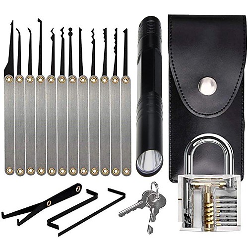 

Professional Practice Tool Lock Set with Flashlight and Padlock - Silver4