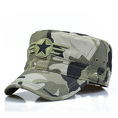 

Men's Work Cotton Baseball Cap Sun Hat Military Hat-Solid Colored Camouflage Stylish Green Black Army Green