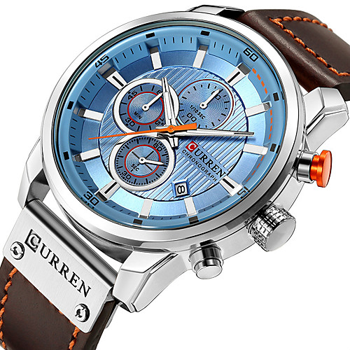 

CURREN Men's Dress Watch Quartz Formal Style Stylish PU Leather 30 m Water Resistant / Waterproof Calendar / date / day Three Time Zones Analog Luxury Fashion - Rose Gold White / Brown Black / Rose