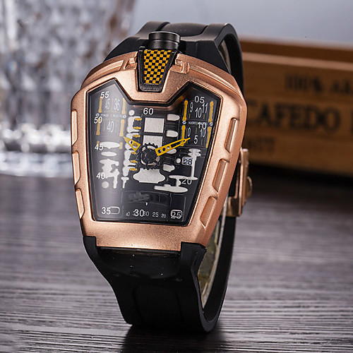 

Men's Sport Watch Skeleton Watch Quartz Casual Water Resistant / Waterproof Calendar / date / day Casual Watch / Silicone