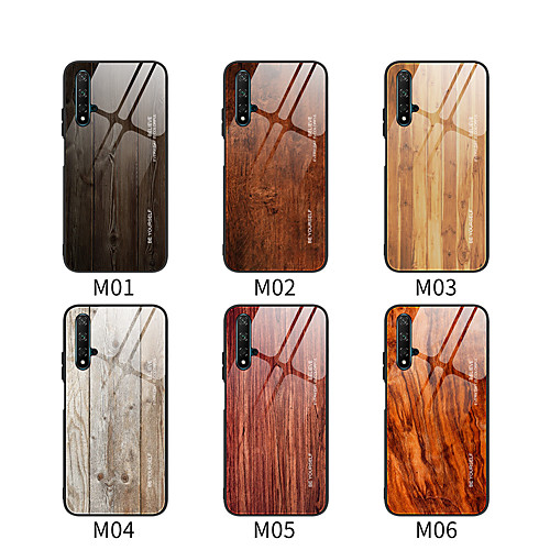

Luxury Wood Grain Phone Case For Huawei Honor 20 Pro 9X Pro P Smart 2019 P Smart Z Y9 Prime 2019 P Smart Plus 2019 Soft TPU Edge Slim Tempered Glass Cover Case