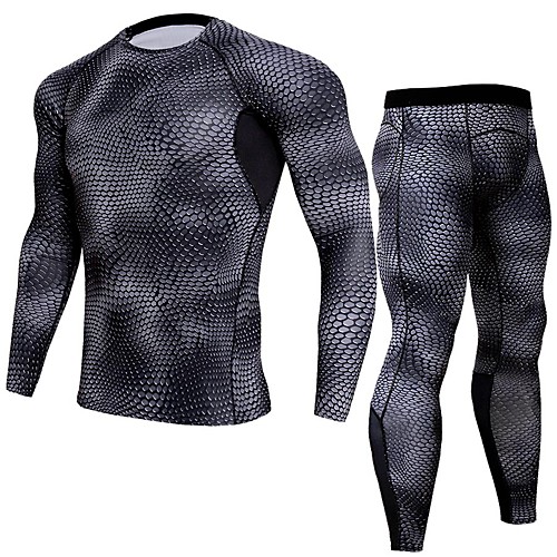 

JACK CORDEE Men's 2 Piece Activewear Set Workout Outfits Compression Suit Athletic Long Sleeve Moisture Wicking Breathability Quick Dry Fitness Gym Workout Basketball Running Sportswear Snakeskin