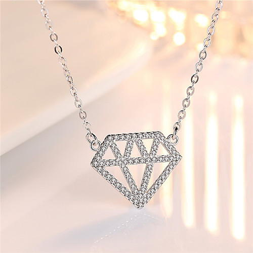

Women's White Synthetic Diamond Pendant Necklace Chain Necklace Rolo Angel Fashion Punk Trendy Casual / Sporty Copper Silver Plated Silver 405 cm Necklace Jewelry 1pc For Anniversary Street Sport