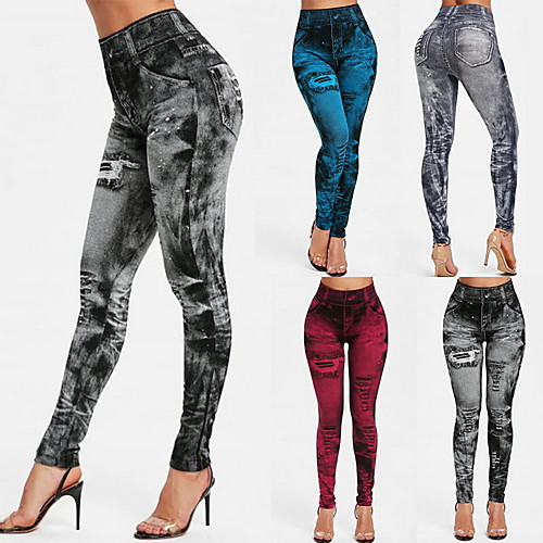 

Women's High Waist Yoga Pants Tights Leggings Tummy Control Butt Lift Quick Dry Dark Red Blue Gray Fitness Gym Workout Running Summer Plus Size Sports Activewear High Elasticity Skinny