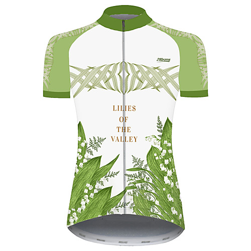 

21Grams Women's Short Sleeve Cycling Jersey Summer Green Leaf Floral Botanical Bike Jersey Top Mountain Bike MTB Road Bike Cycling UV Resistant Quick Dry Breathable Sports Clothing Apparel / Stretchy