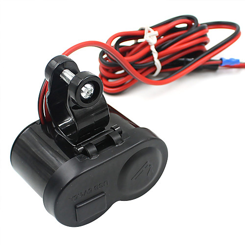 

5V Motorcycle Car Charger / USB Lighter with Switch Faucet and Cigarette Lighter / Black / Environmental Protection Material / Easy Installation