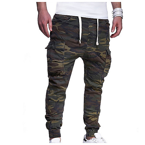 

Men's Basic Chinos Pants Camouflage Full Length Army Green