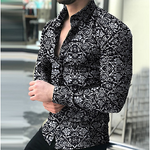 

Men's Shirt Geometric Long Sleeve Sports Tops Gray Royal Blue Black