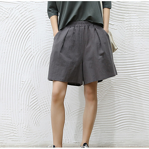 

Women's Basic Shorts Pants Solid Colored Black Khaki Gray
