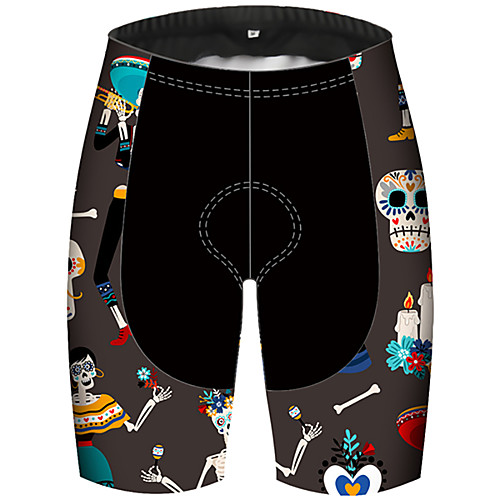 

21Grams Men's Cycling Shorts Summer Spandex Polyester Bike Shorts Pants Padded Shorts / Chamois Ultraviolet Resistant Quick Dry Breathable Sports Sugar Skull Skull Floral Botanical Grey Mountain Bike