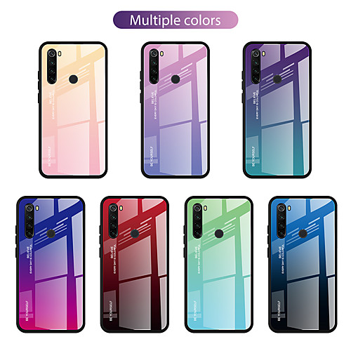 

Case For Xiaomi scene graph Xiaomi 10 10 Pro Redmi Note 8 Note 8 Pro two-color gradient pattern tempered glass back plate TPU frame two-in-one anti-fall mobile phone case JMGD