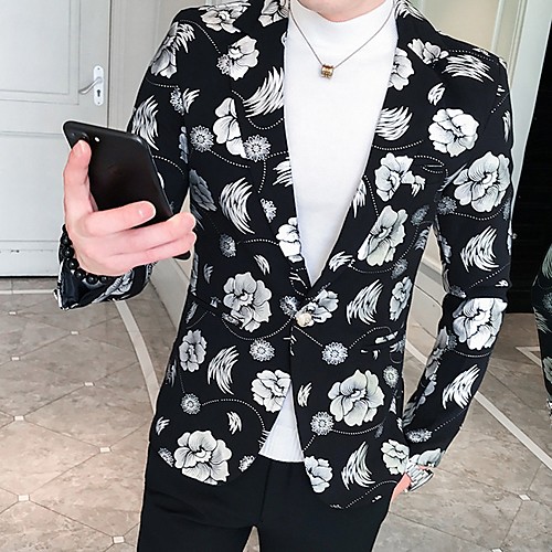 

Men's Blazer Notch Lapel Polyester Gold / Silver