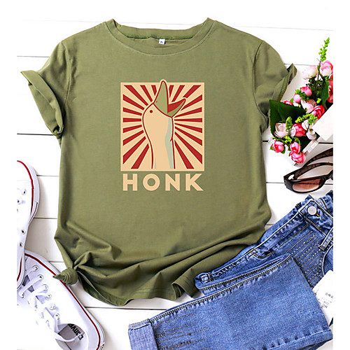 

Women's T shirt Geometric Plus Size Print Short Sleeve Daily Tops Cotton White Black Yellow