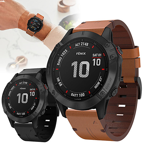 

Quick Release Leather Watch Band for Garmin Fenix 5 / Fenix 5 Plus Quick Fit Hybrid Sport Band Vintage Leather Sweatproof Strap Bracelet for Garmin Fenix 6 / 6 Pro /5 / 5 Plus